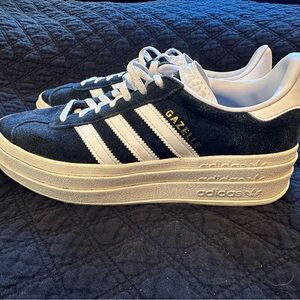 Originals shoes, Adidas Gazelles Bold – Black/White/Gold